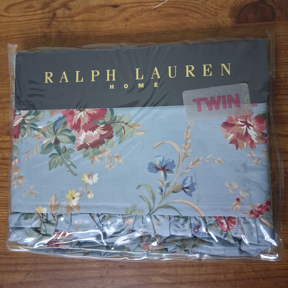 New Ralph Lauren Home Yvette Floral Blue Twin Flat Sheet Discontinued